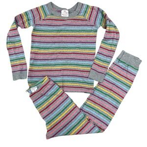 Rainbow striped organic cotton pajama set
